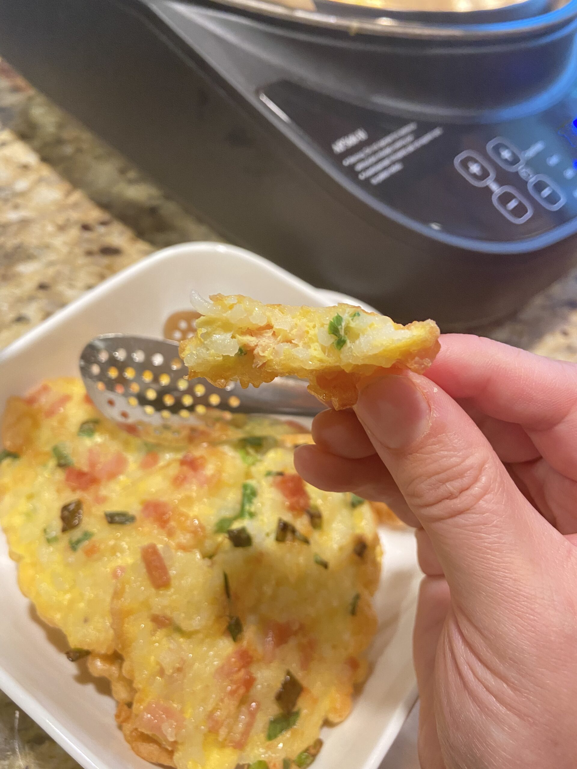 Left-over rice eggs pancakes – AirGO recipes by EZCuisine